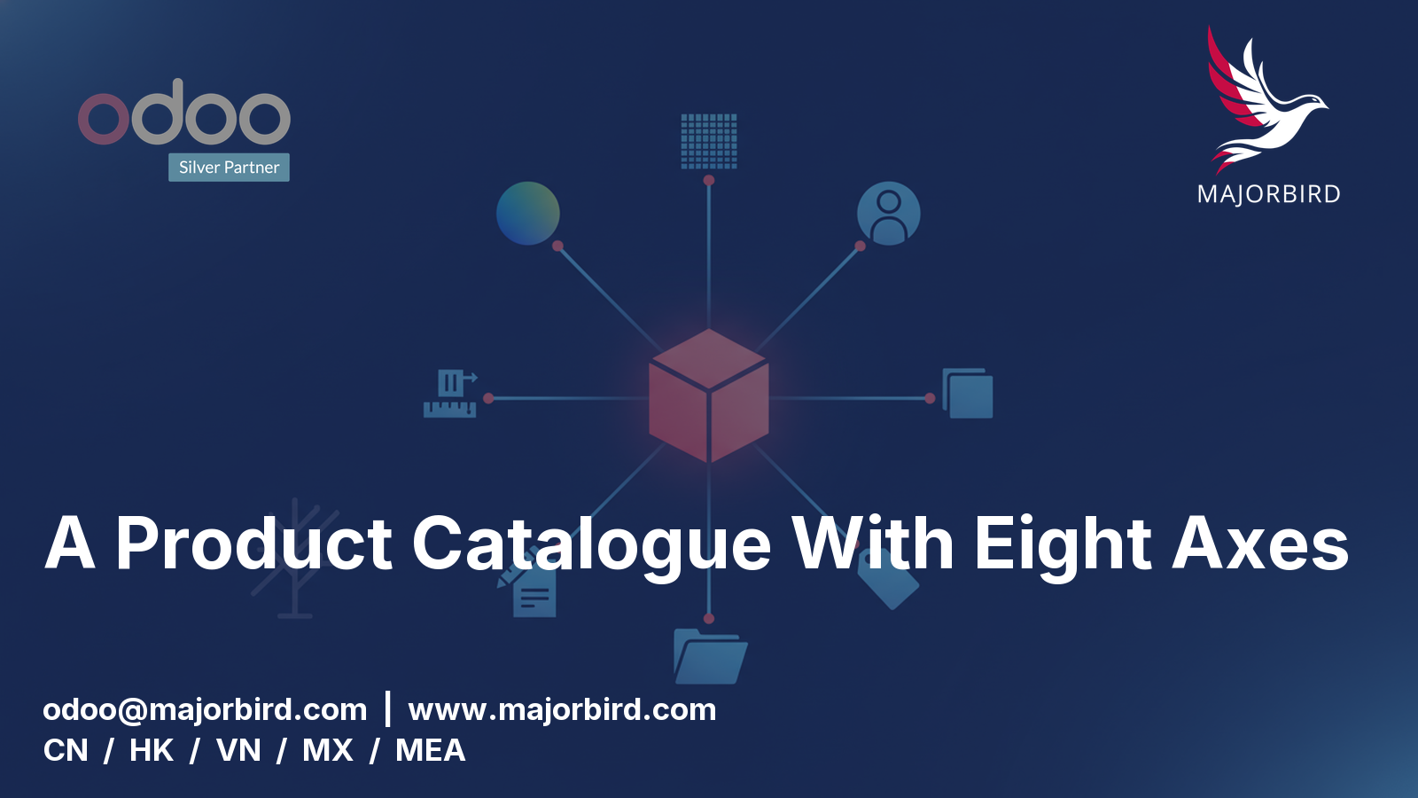 A product catalogue with eight axes